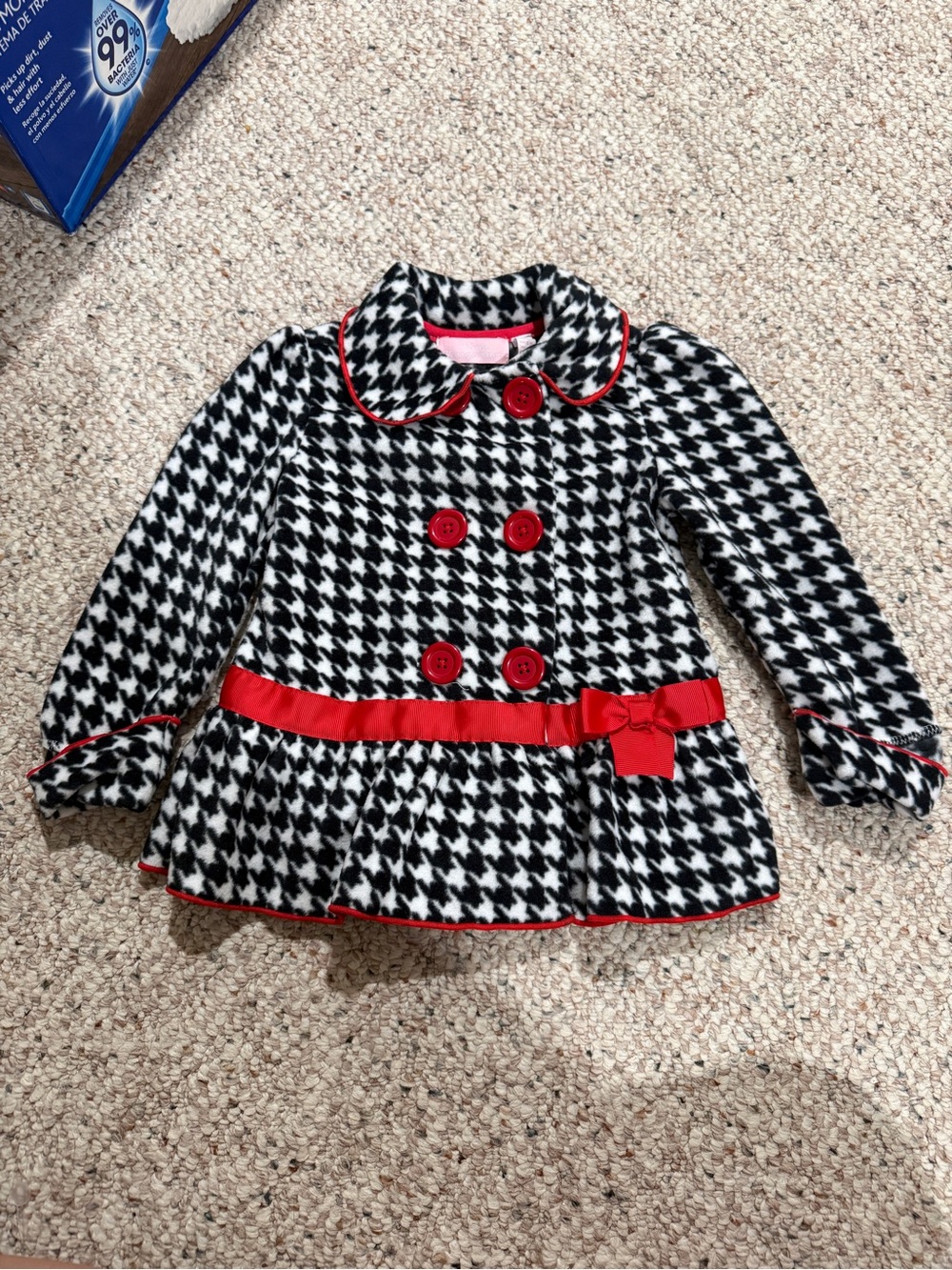 Kids Headquarters Black & White Houndstooth Peacoat with Red Trim